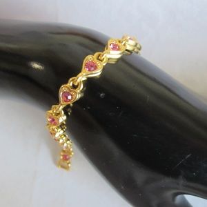 Gold heart with pink stones bracelet